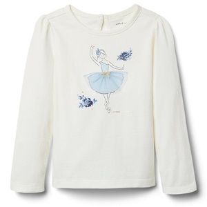 NWT Janie and Jack blue ballerina long sleeve shirt